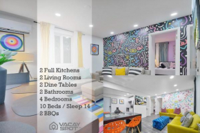 Vacay Spot Wynwood Deco 2 Kitchens Shower Massage jets, BBQ, Patio LED vibes, Prime LOC! 6 blocks away from Bars, Nite Clubs, Res, Shops